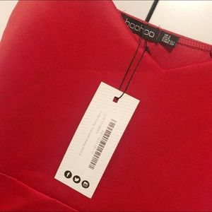 Boohoo Dresses - NWT Boohoo Stretch Ruffle Fitted Mini Red Dress Boohoo Dresses - NWT Boohoo Stretch Ruffle Fitted Mini Red Dress